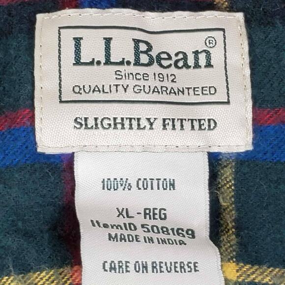 LL Bean Shirt Mens Flannel Button Up Hooded Multicolor Cotton Size XL Pockets - Picture 8 of 10